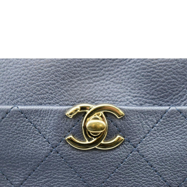 CHANEL Casual Trip Camera Small Metallic Leather Crossbody Bag Blue