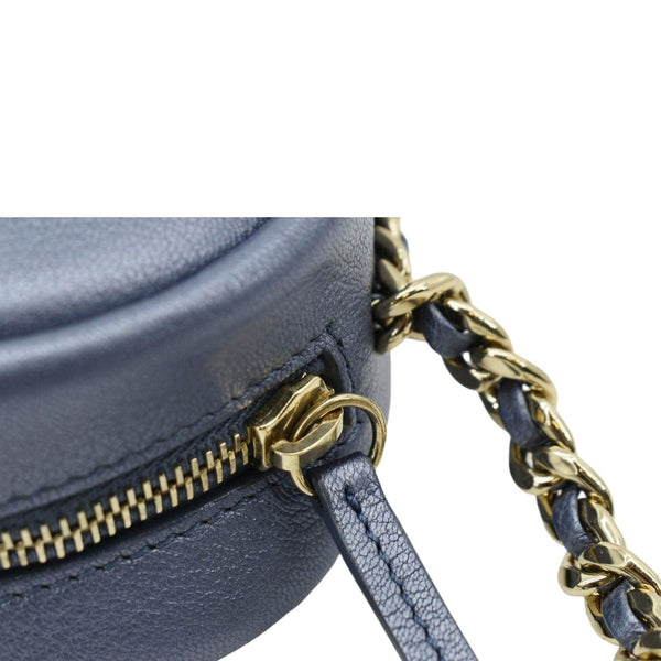 CHANEL Casual Trip Camera Small Metallic Leather Crossbody Bag Blue