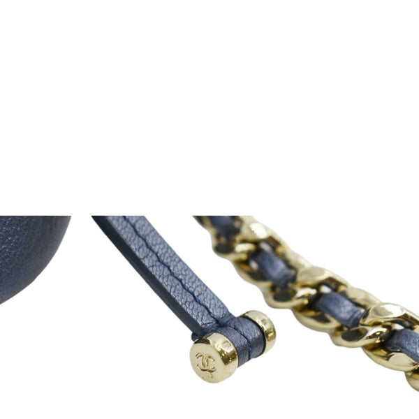 CHANEL Casual Trip Camera Small Metallic Leather Crossbody Bag Blue