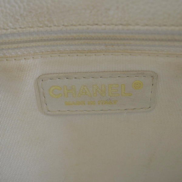 CHANEL Grand Shopping Caviar Leather Tote Bag White