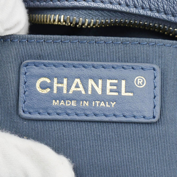 CHANEL Casual Trip Camera Small Metallic Leather Crossbody Bag Blue