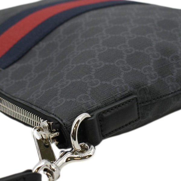 GUCCI East West GG Supreme Web Messenger Bag Black 474139