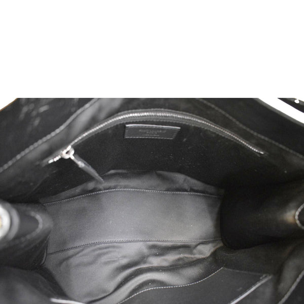 YVES SAINT LAURENT Niki  Crinkle Leather Shopper Tote Bag Black