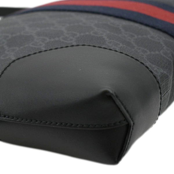 GUCCI East West GG Supreme Web Messenger Bag Black 474139