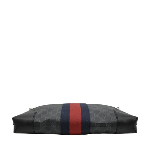 GUCCI East West GG Supreme Web Messenger Bag Black 474139