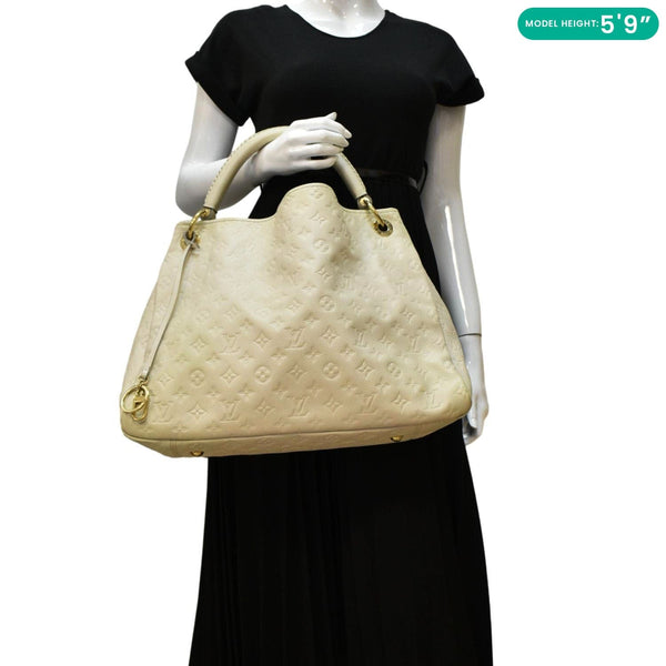 LOUIS VUITTON Artsy MM Monogram Empreinte Leatther Hobo Bag Beige