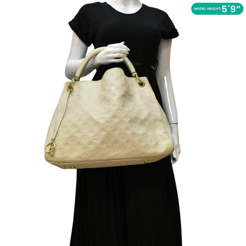 LOUIS VUITTON Artsy MM Monogram Empreinte Leatther Hobo Bag Beige