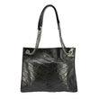 YVES SAINT LAURENT Niki  Crinkle Leather Shopper Tote Bag Black