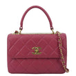 CHANEL Trendy CC Top Handle Flap Quilted Leather Shoulder Bag Hot Pink