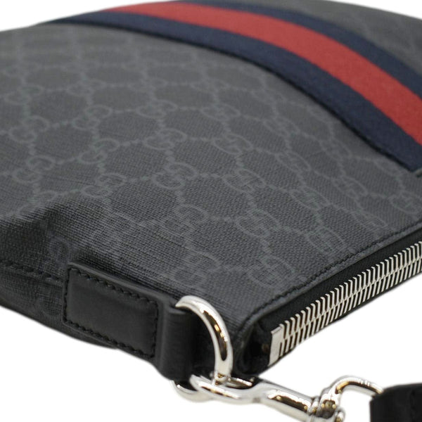 GUCCI East West GG Supreme Web Messenger Bag Black 474139