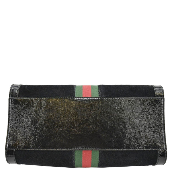GUCCI Ophidia  Medium Web Suede Tote Bag Black 524537