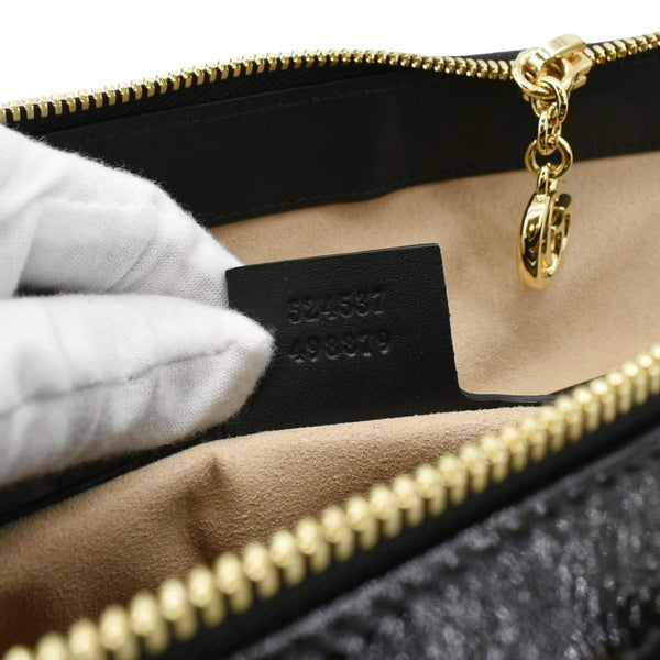 GUCCI Ophidia  Medium Web Suede Tote Bag Black 524537