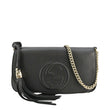 GUCCI Soho Flap Leather Chain Crossbody Bag Black 536224