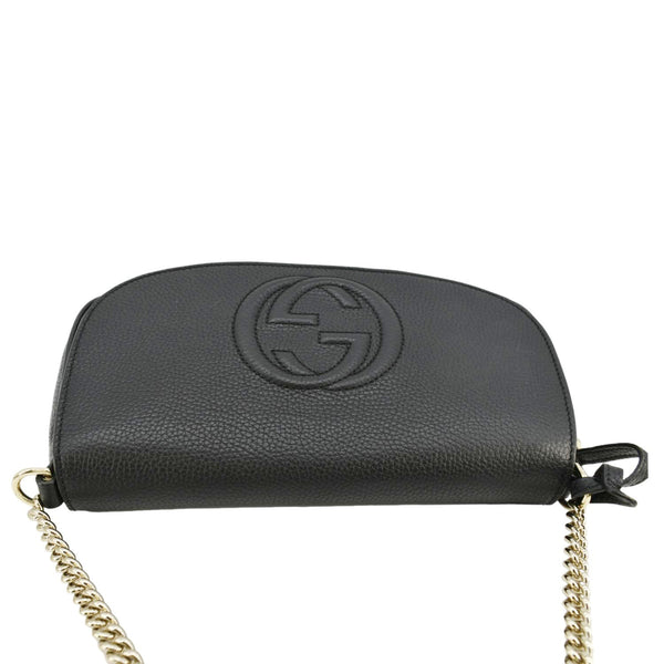 GUCCI Soho Flap Leather Chain Crossbody Bag Black 536224
