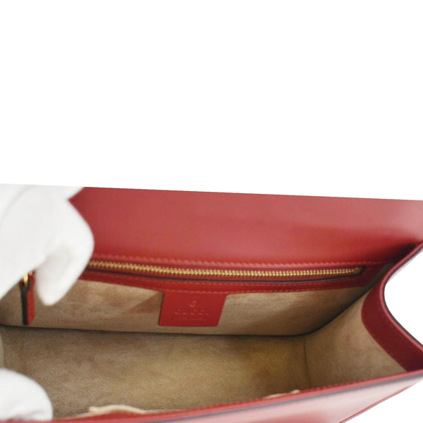 GUCCI Sylvie Small Web Leather Shoulder Bag Red 421882