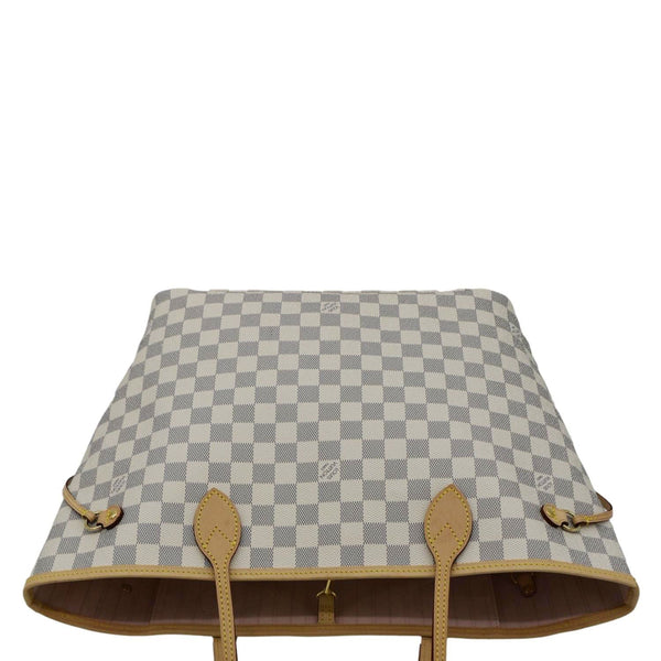 LOUIS VUITTON Neverfull MM Damier Azur Shoulder Bag Rose Ballerine