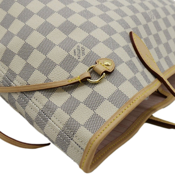 LOUIS VUITTON Neverfull MM Damier Azur Shoulder Bag Rose Ballerine