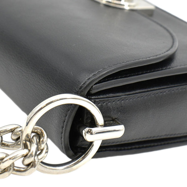 PRADA Arcade Glace Calf Leather Chain Crossbody Bag Black