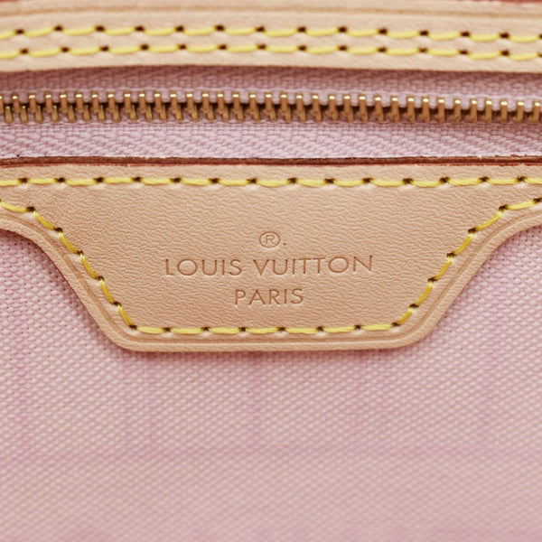LOUIS VUITTON Neverfull MM Damier Azur Shoulder Bag Rose Ballerine