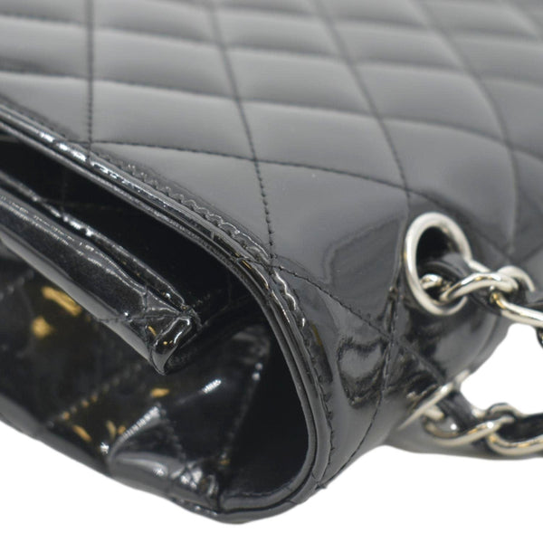 CHANEL Classic Maxi Single Flap Patent Leather Shoulder Bag Black