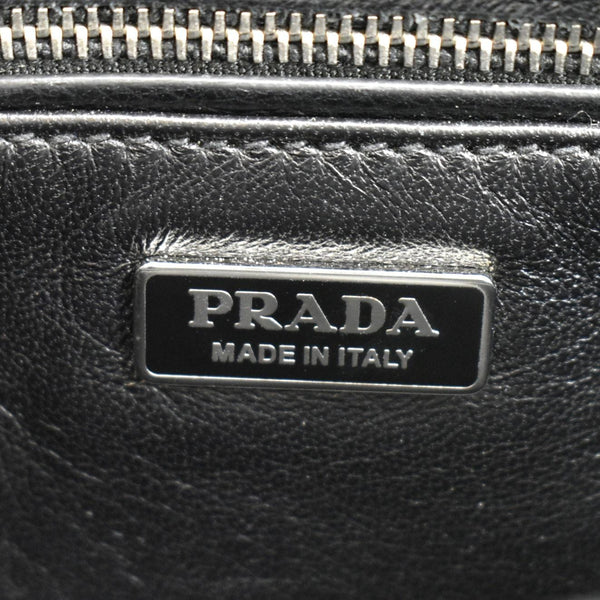 PRADA Arcade Glace Calf Leather Chain Crossbody Bag Black