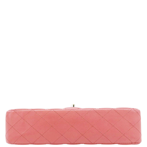 CHANEL Classic Double Flap Medium  Quilted Leather Shoulder Bag Salmon Pink