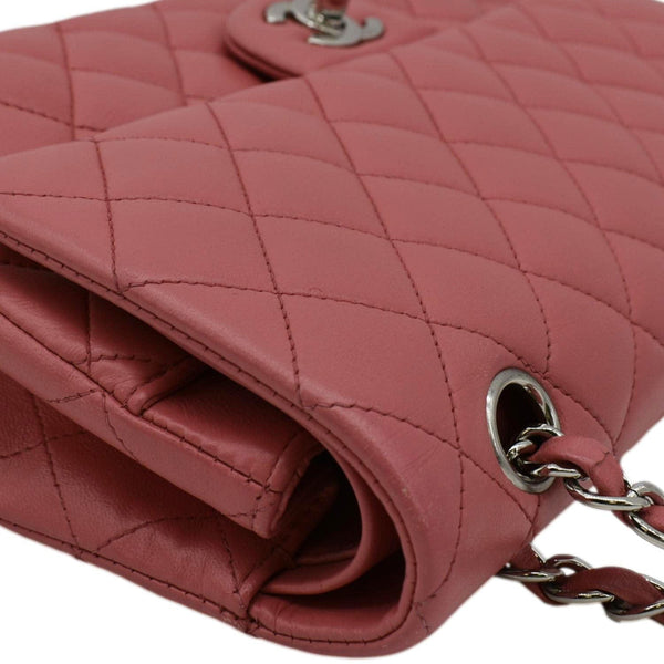 CHANEL Classic Double Flap Medium  Quilted Leather Shoulder Bag Salmon Pink