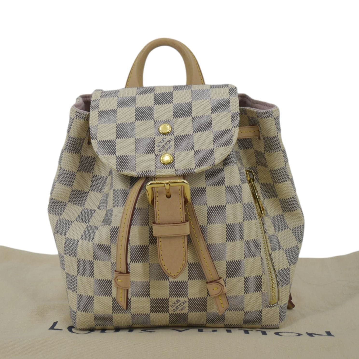 louis vuitton backpack women white LOUIS VUITTON Sperone BB Damier Azur Backpack Bag White