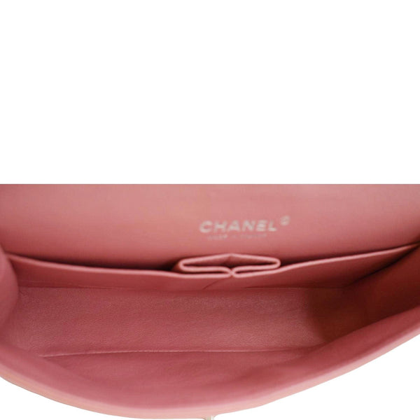 CHANEL Classic Double Flap Medium  Quilted Leather Shoulder Bag Salmon Pink
