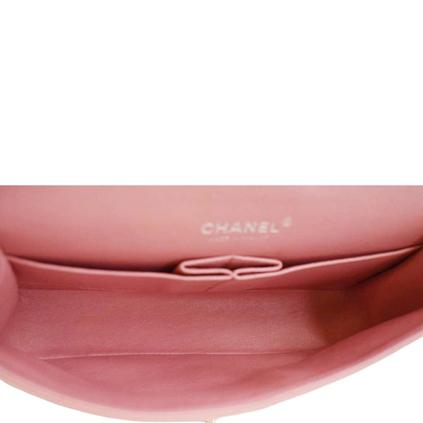 CHANEL Classic Double Flap Medium  Quilted Leather Shoulder Bag Salmon Pink