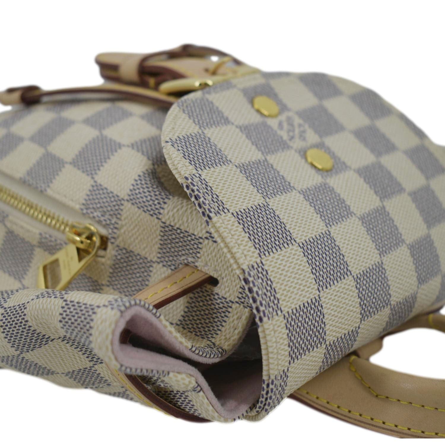 louis vuitton backpack women dupe LOUIS VUITTON Sperone BB Damier Azur Backpack Bag White