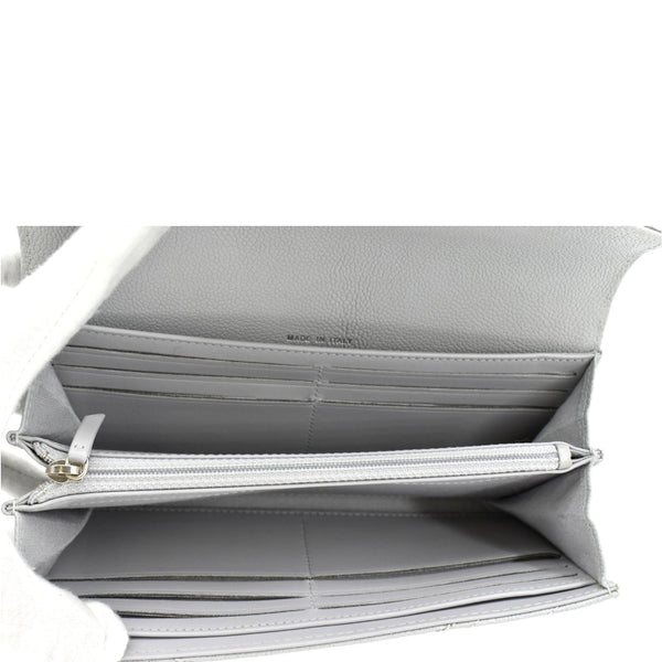 CHANEL Long Flap Quilted Chevron Caviar Wallet Light Grey