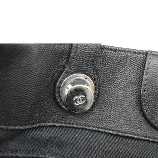 CHANEL Coco Eyelets Large Leather Shopping Tote Shoulder  Black