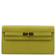 HERMES Kelly To Go Leather Wallet Lime