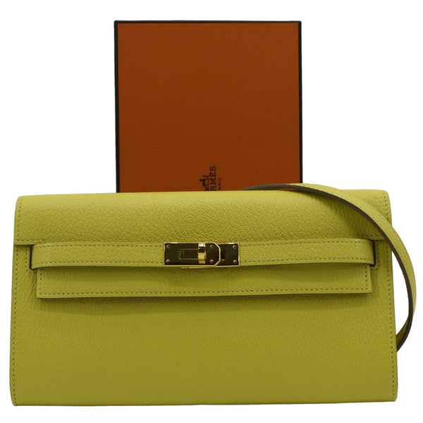 HERMES Kelly To Go Leather Wallet Lime