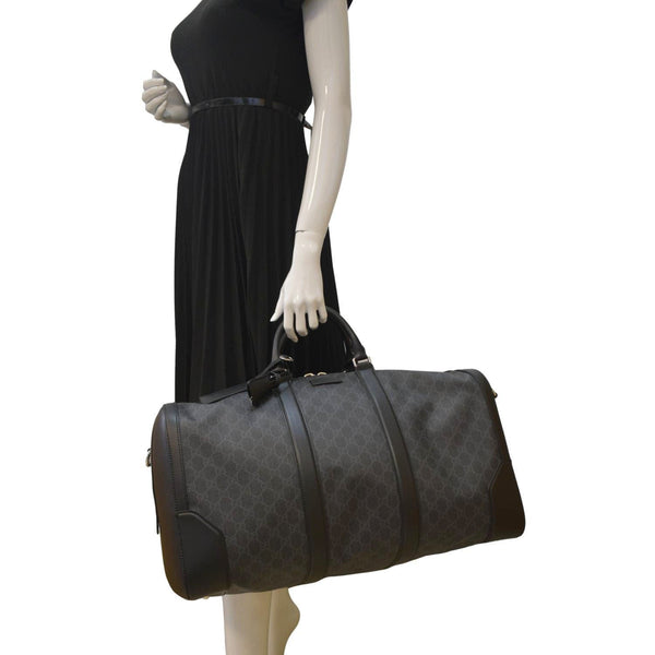 GUCCI Carry-on GG Supreme Canvas Duffle Bag Black 478323