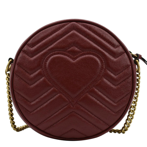 GUCCI GG Marmont Mini Round Leather Crossbody Bag Red 550154