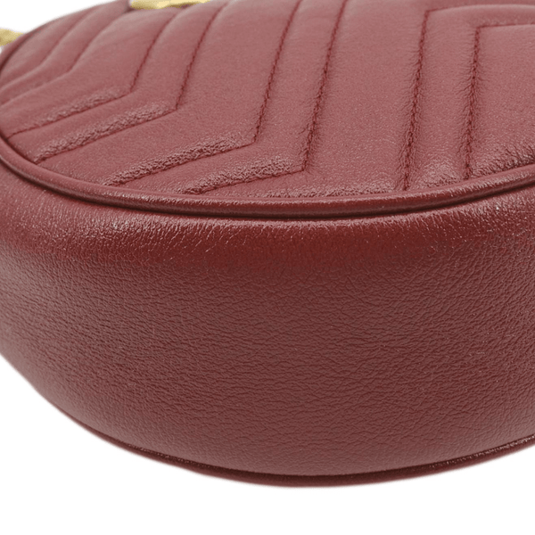 GUCCI GG Marmont Mini Round Leather Crossbody Bag Red 550154