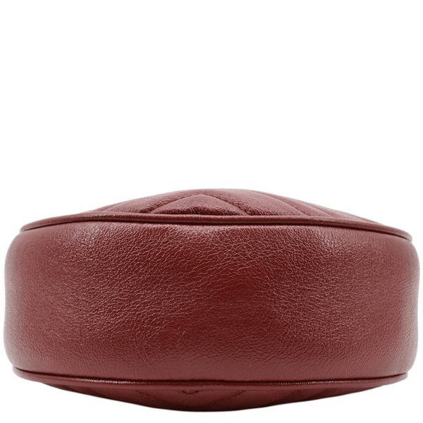 GUCCI GG Marmont Mini Round Leather Crossbody Bag Red 550154