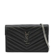 YVES SAINT LAURENT WOC Cassandre Grain De Poudre Chain Crossbody Bag Black
