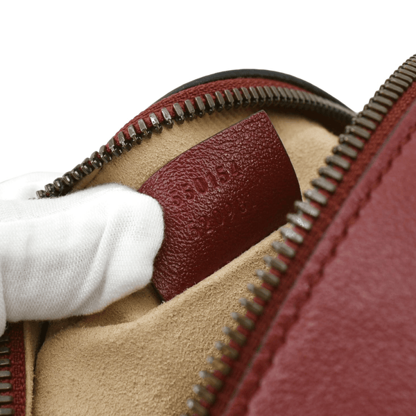 GUCCI GG Marmont Mini Round Leather Crossbody Bag Red 550154