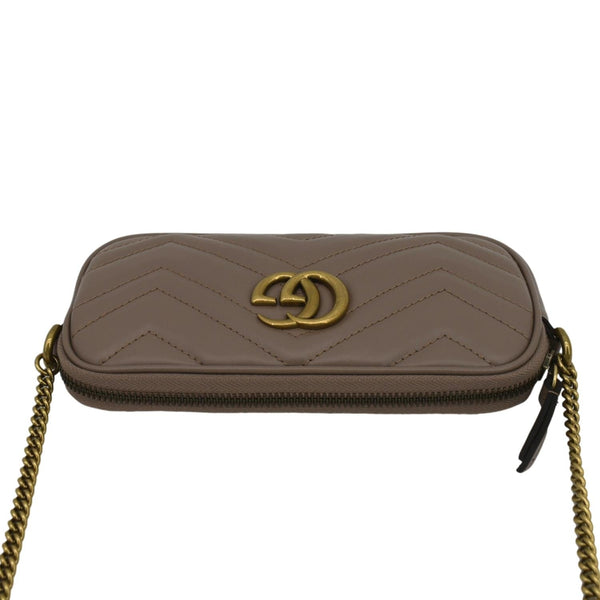 GUCCI Mini GG Marmont Chain Leather Crossbody Bag Dusty Pink 598596