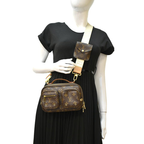 LOUIS VUITTON Utility Monogram Canvas Crossbody Bag Brown