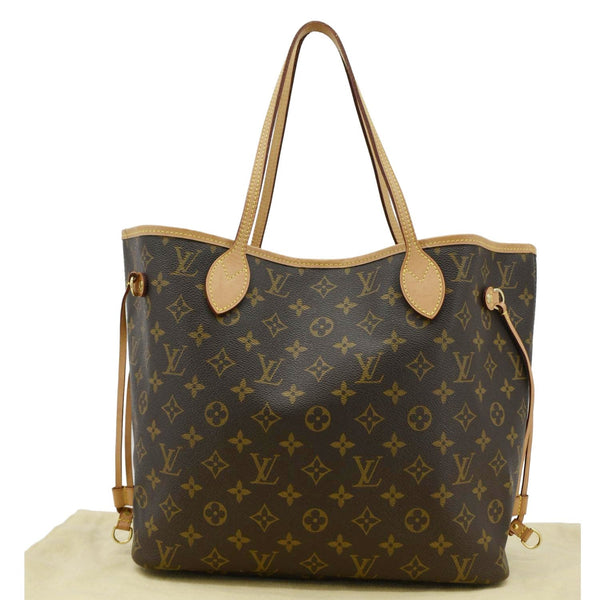 LOUIS VUITTON Neverfull MM Monogram Canvas Tote Bag Brown back look