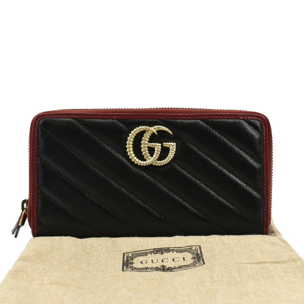 GUCCI GG Marmont Leather Zip Around Wallet Black 573810