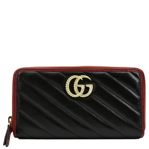 GUCCI GG Marmont Leather Zip Around Wallet Black 573810