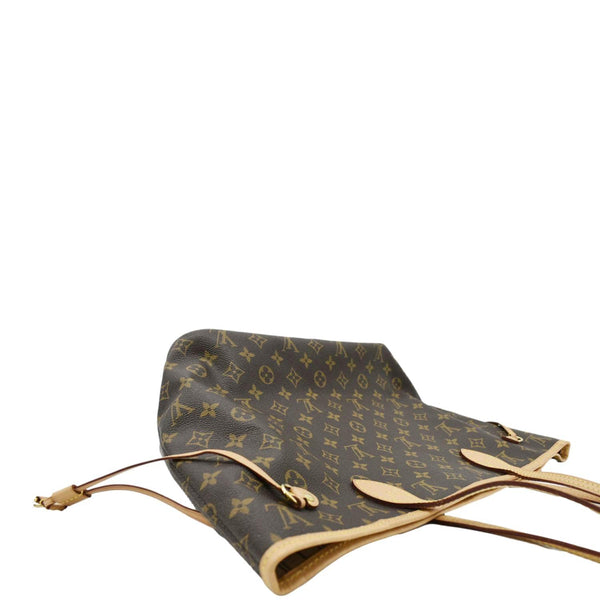 LOUIS VUITTON Neverfull MM Monogram Canvas Tote Bag Brown right side look