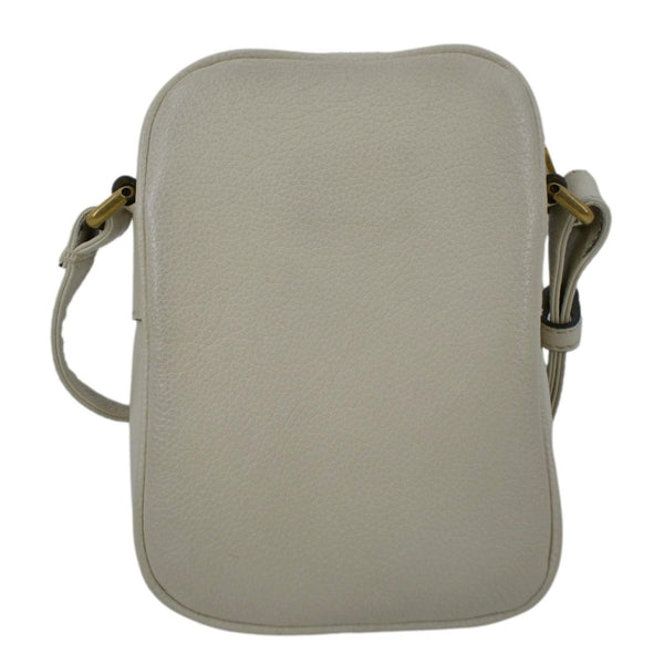 GUCCI; luxury Messenger Crossbody Leather Bag Off White back view of bag