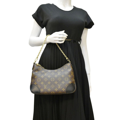 LOUIS VUITTON Boulogne NM Monogram Canvas Shoulder Bag Black