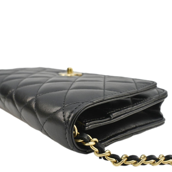 CHANEL CC Pearl Crush WOC Lambskin Quilted Leather Crossbody Bag Black
